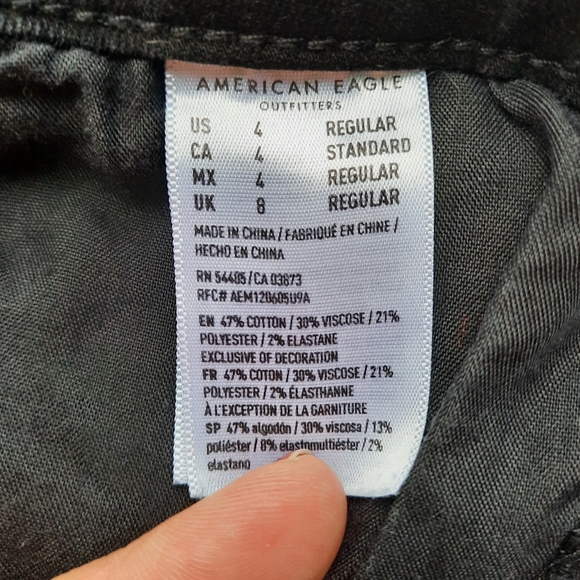 AEO American Eagle Hi Rise Jegging Distressed Knees Skinny Jeans Faded Black - Picture 8 of 9